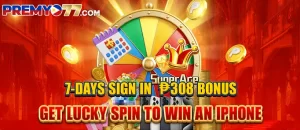 PREMYO77 - 7 DAYS SIGN IN TO GET PHP 308 BONUS & LUCKY SPIN TO WIN AN IPHONE